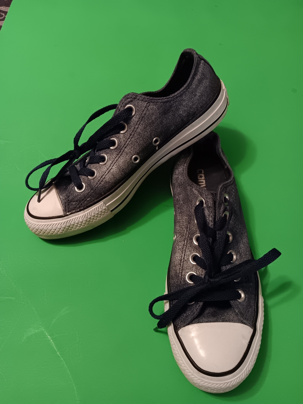 Converse All Star Canvas Blue Denim Sneakers (545029F) Preowned Women's Sz 7